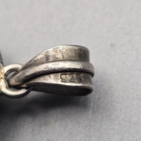 VTG Sterling Silver Malachite Pendant 2" Tiered Bezel Setting Ribbed Bail 15.73g - Picture 3 of 10